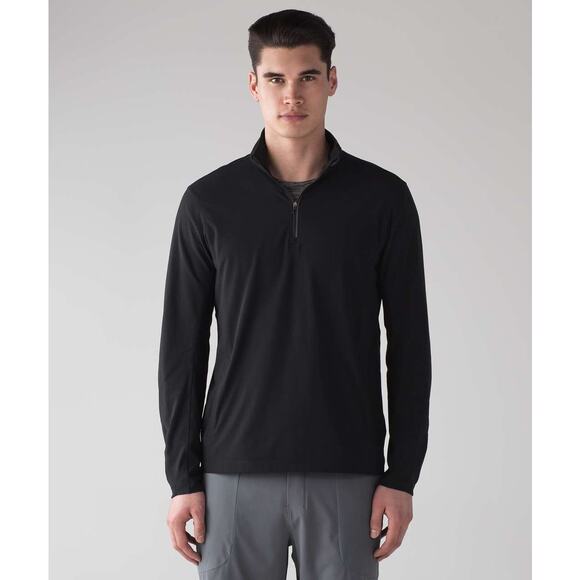 Lululemon Men’s Black 1/4 Zip Long Sleeve Jersey Pullover Small Athleisure Layer - Picture 1 of 6